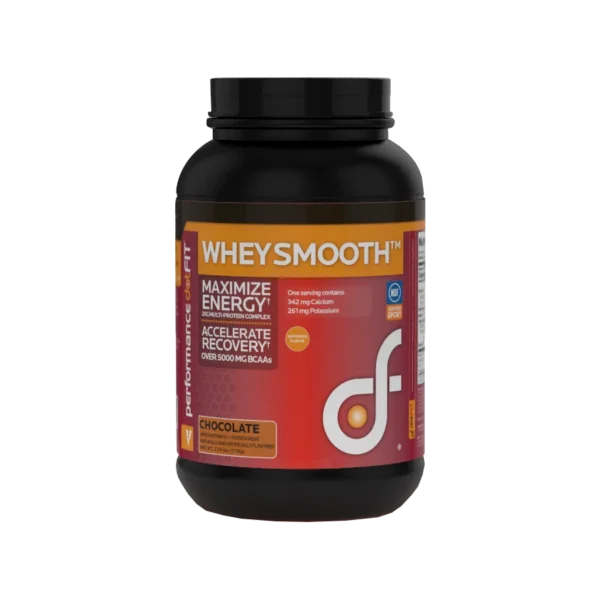 DotFit Whey Smooth chocolate whey protein powder container